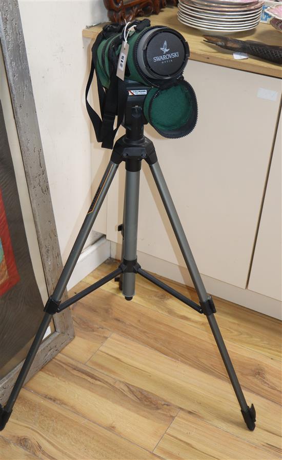 A Swarovski Habicht AT 80 HD Optic telescope, on stand